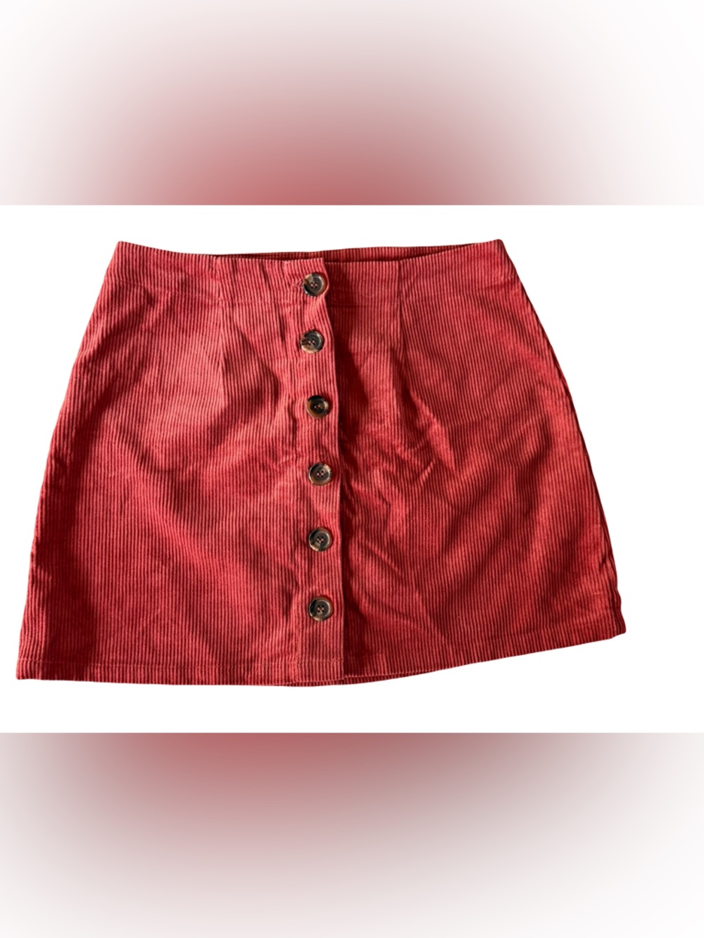 Stella Tweed Rust Corduroy Button Front Mini Skirt Bodycon M